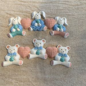 Vintage Homeco Bunny and Bear Nursery/Toddler Wall Plaques